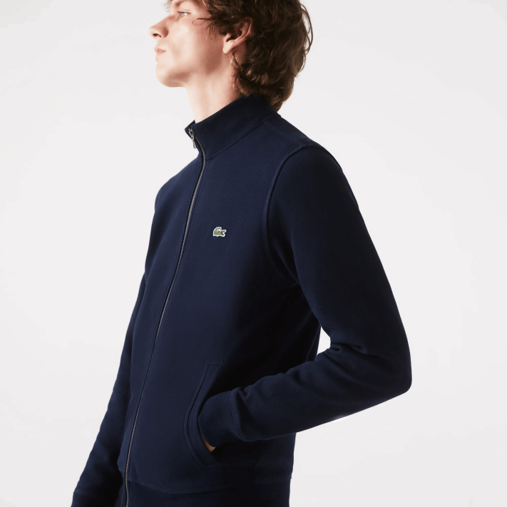 Lacoste jaqueta de lã piquê com gola alta com zíper homens azul marinho 166 88BL1035 - Image 2
