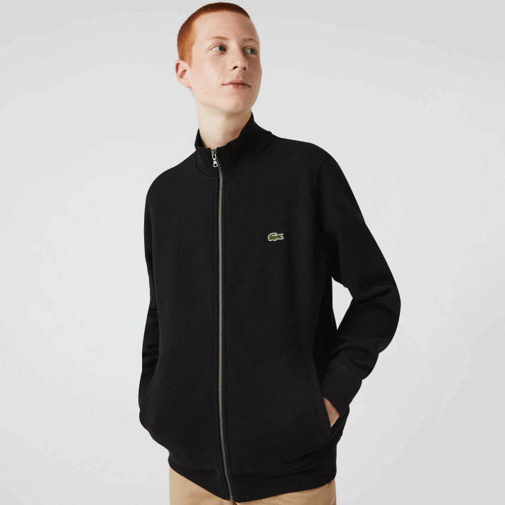 Lacoste jaqueta de lã piquê com gola alta com zíper homens preto 031 88BL1034 - Image 2