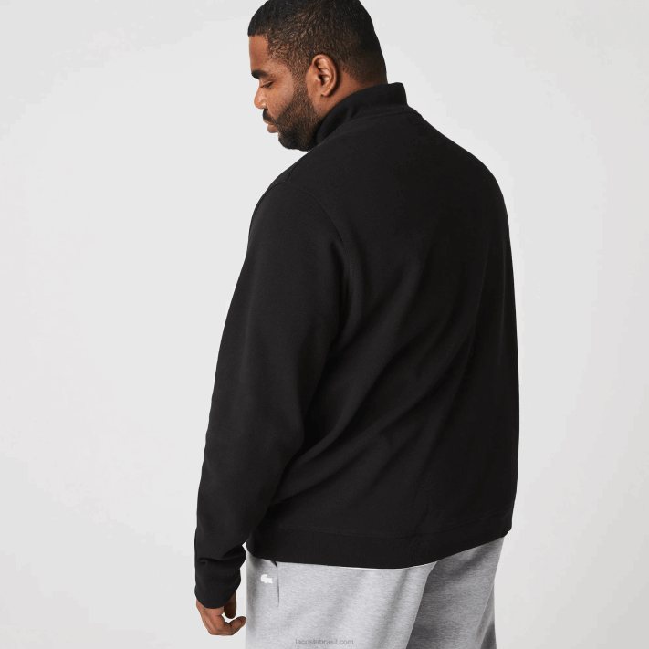 Lacoste jaqueta de lã piquê com gola alta com zíper homens preto 031 88BL1034 - Image 11
