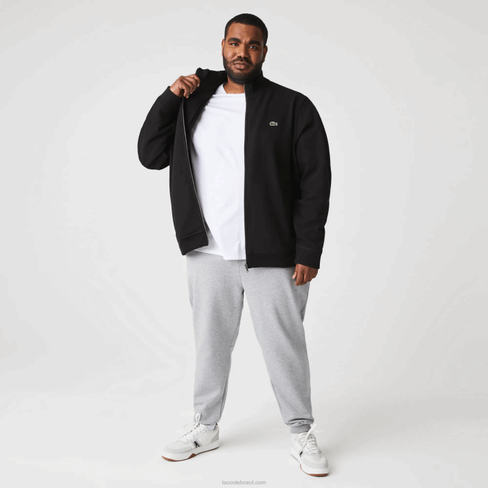 Lacoste jaqueta de lã piquê com gola alta com zíper homens preto 031 88BL1034 - Image 3