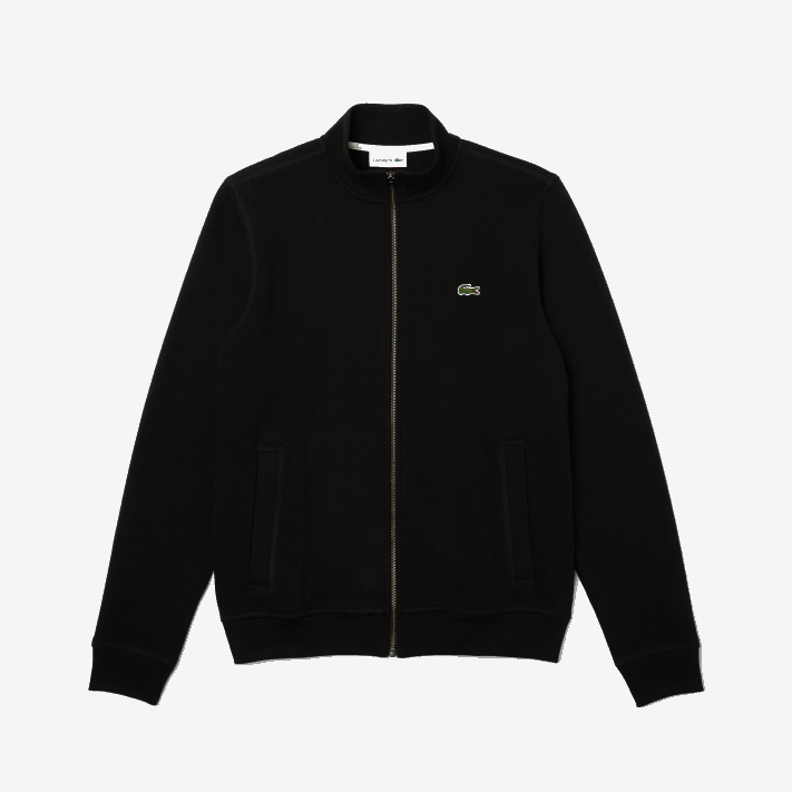 Lacoste jaqueta de lã piquê com gola alta com zíper homens preto 031 88BL1034 - Image 6