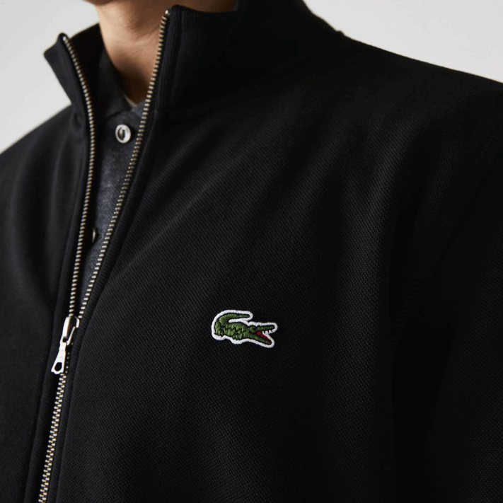 Lacoste jaqueta de lã piquê com gola alta com zíper homens preto 031 88BL1034 - Image 9