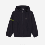 Lacoste jaqueta de poliéster reciclado com zíper crianças azul marinho hde 88BL3053