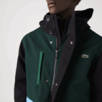 Lacoste jaqueta de sarja colorblock repelente à água homens preto azul verde nd 88BL1247 - Image 5