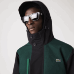 Lacoste jaqueta de sarja colorblock repelente à água homens preto azul verde nd 88BL1247 - Image 7