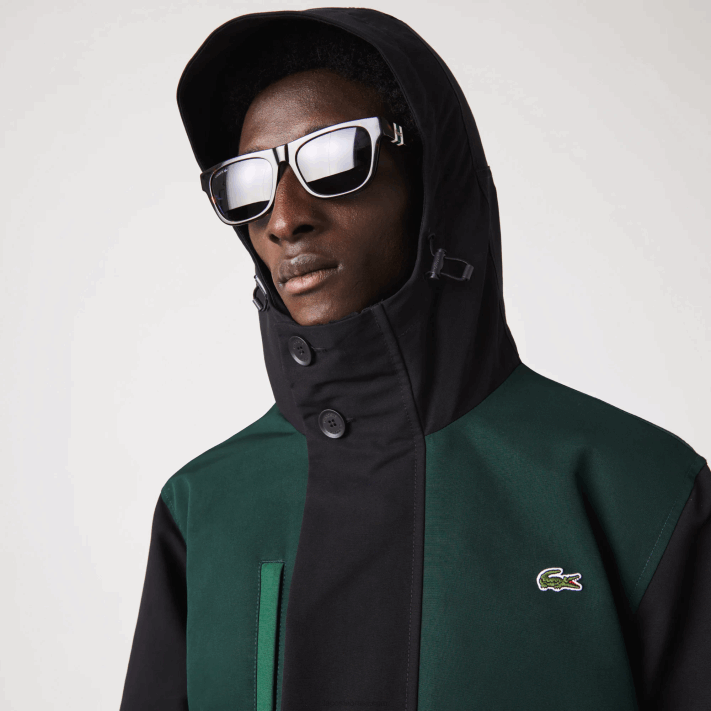 Lacoste jaqueta de sarja colorblock repelente à água homens preto azul verde nd 88BL1247 - Image 7