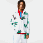 Lacoste jaqueta de tafetá repelente de água homens branco sbh 88BL1245 - Image 8