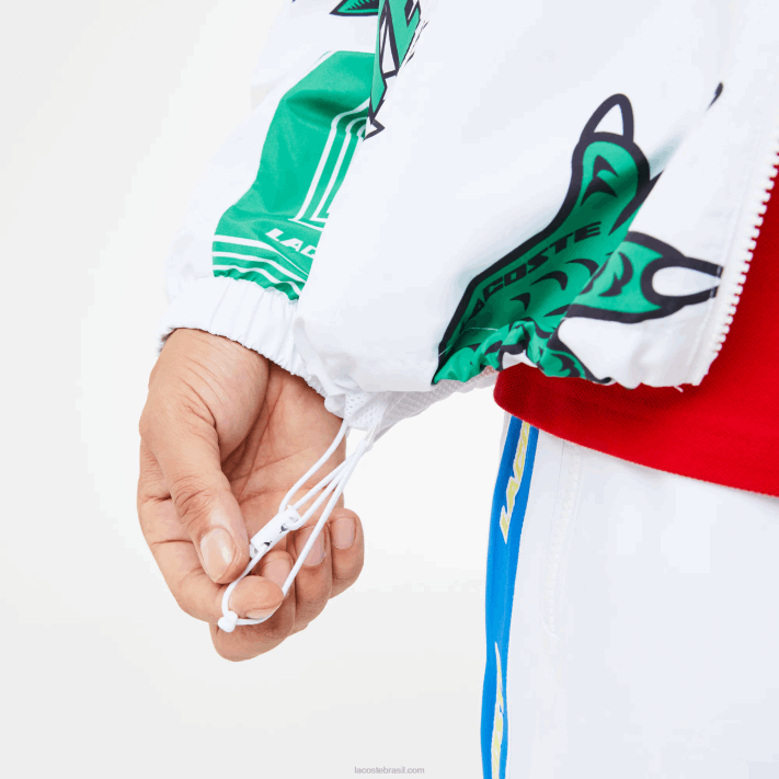 Lacoste jaqueta de tafetá repelente de água homens branco sbh 88BL1245 - Image 9
