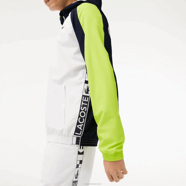 Lacoste jaqueta de tênis color block esportiva homens branco azul marinho amarelo 6f5 88BL1274 - Image 2