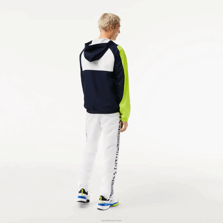 Lacoste jaqueta de tênis color block esportiva homens branco azul marinho amarelo 6f5 88BL1274 - Image 3