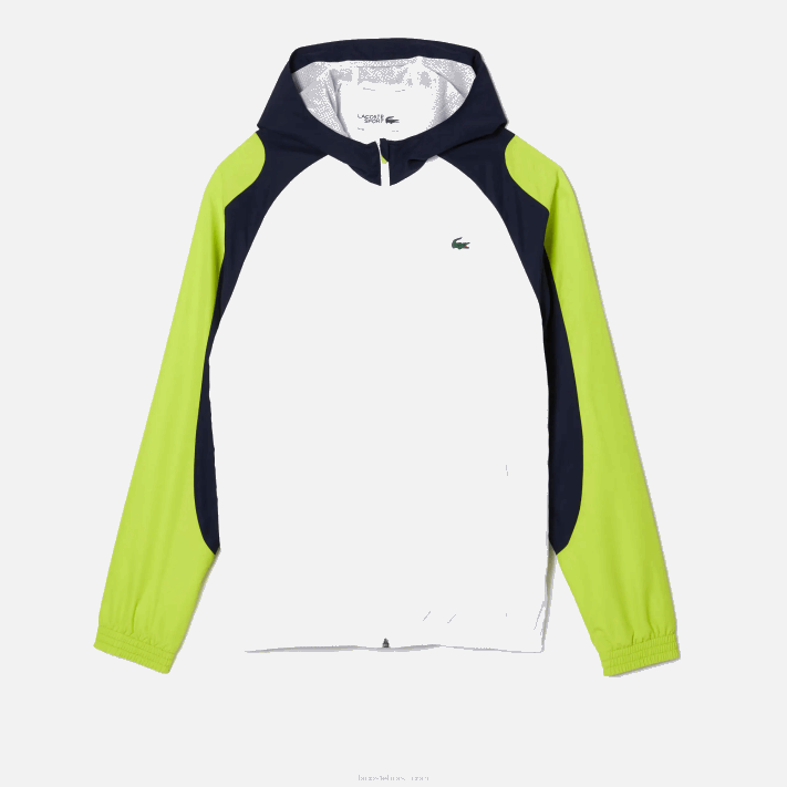 Lacoste jaqueta de tênis color block esportiva homens branco azul marinho amarelo 6f5 88BL1274 - Image 5