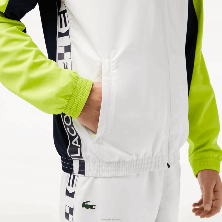 Lacoste jaqueta de tênis color block esportiva homens branco azul marinho amarelo 6f5 88BL1274 - Image 6