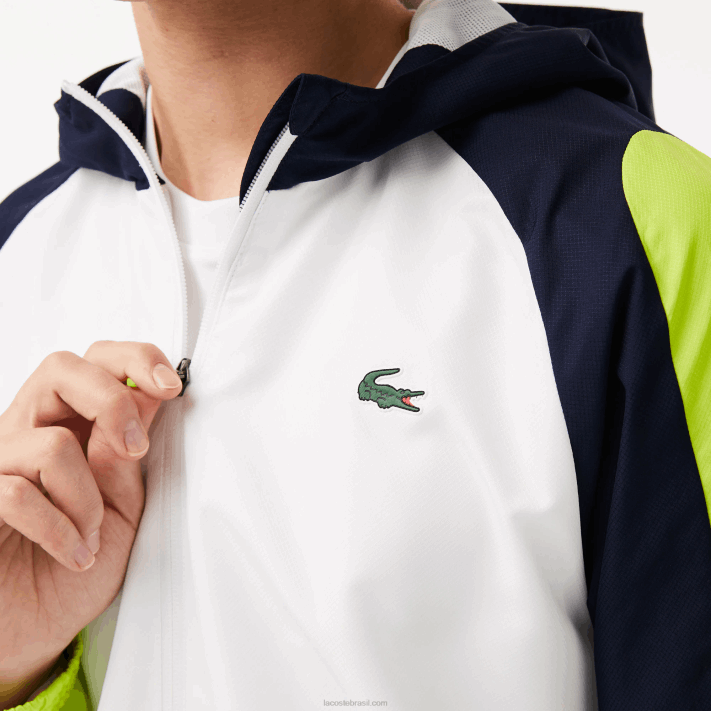Lacoste jaqueta de tênis color block esportiva homens branco azul marinho amarelo 6f5 88BL1274 - Image 7