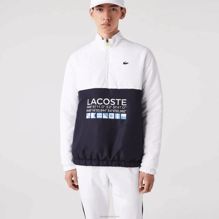 Lacoste jaqueta de tênis reversível repelente à água esportiva homens branco azul marinho 0l3 88BL1237 - Image 2
