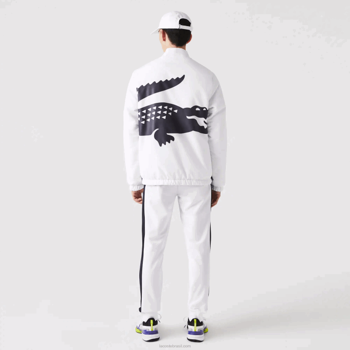 Lacoste jaqueta de tênis reversível repelente à água esportiva homens branco azul marinho 0l3 88BL1237 - Image 3