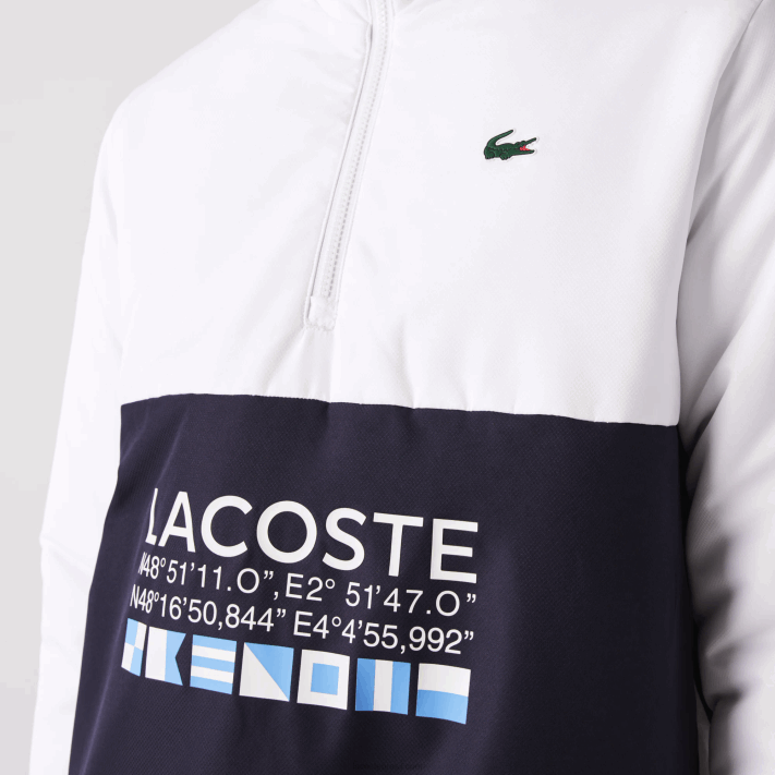 Lacoste jaqueta de tênis reversível repelente à água esportiva homens branco azul marinho 0l3 88BL1237 - Image 4