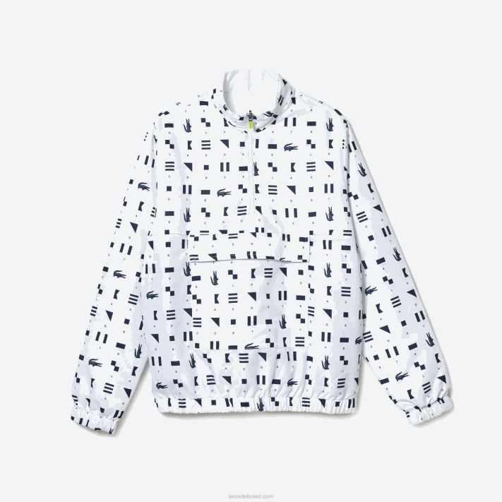 Lacoste jaqueta de tênis reversível repelente à água esportiva homens branco azul marinho 0l3 88BL1237 - Image 5