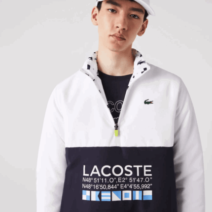 Lacoste jaqueta de tênis reversível repelente à água esportiva homens branco azul marinho 0l3 88BL1237