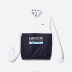 Lacoste jaqueta de tênis reversível repelente à água esportiva homens branco azul marinho 0l3 88BL1237 - Image 6
