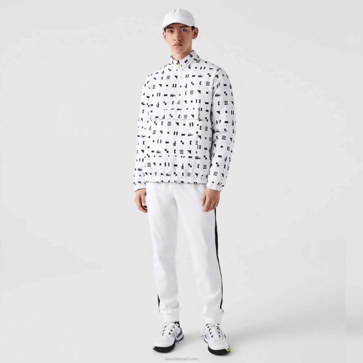 Lacoste jaqueta de tênis reversível repelente à água esportiva homens branco azul marinho 0l3 88BL1237 - Image 7