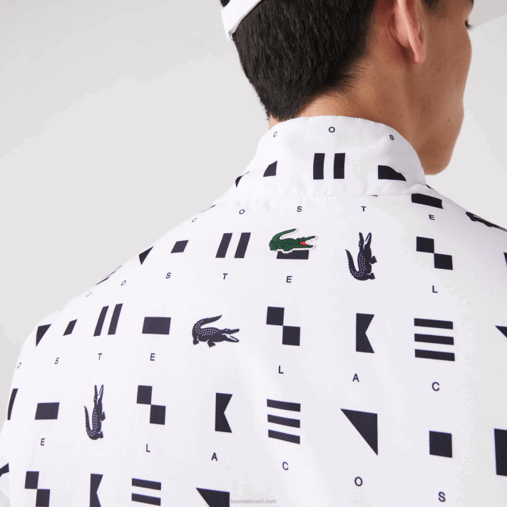 Lacoste jaqueta de tênis reversível repelente à água esportiva homens branco azul marinho 0l3 88BL1237 - Image 9