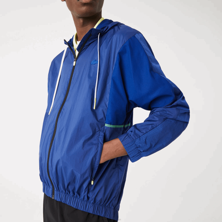 Lacoste jaqueta de zíper de náilon embalável esportiva homens mq preto azul 88BL1306 - Image 2