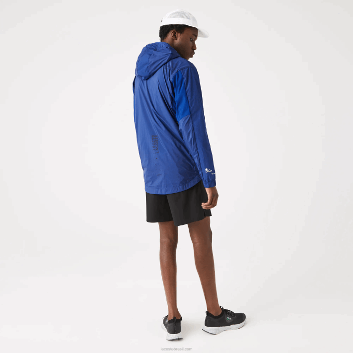 Lacoste jaqueta de zíper de náilon embalável esportiva homens mq preto azul 88BL1306 - Image 3
