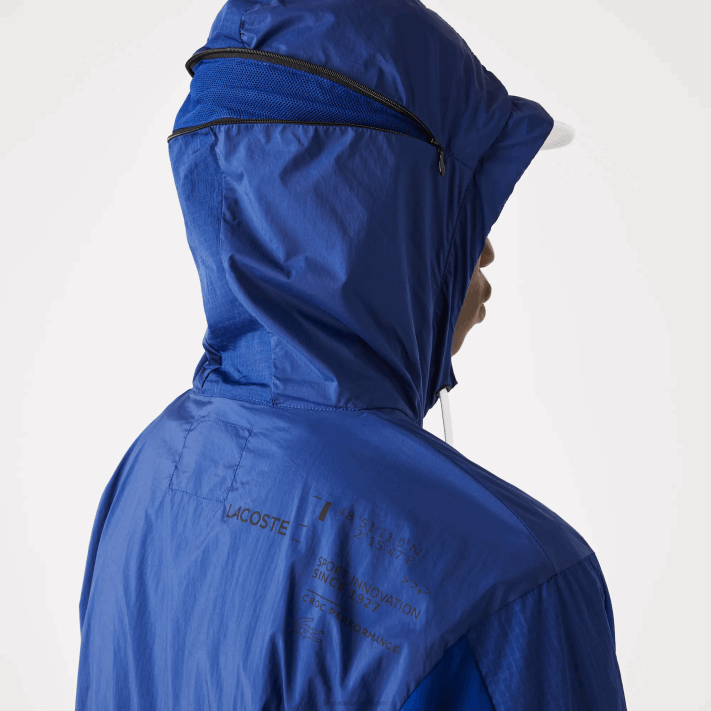 Lacoste jaqueta de zíper de náilon embalável esportiva homens mq preto azul 88BL1306 - Image 4