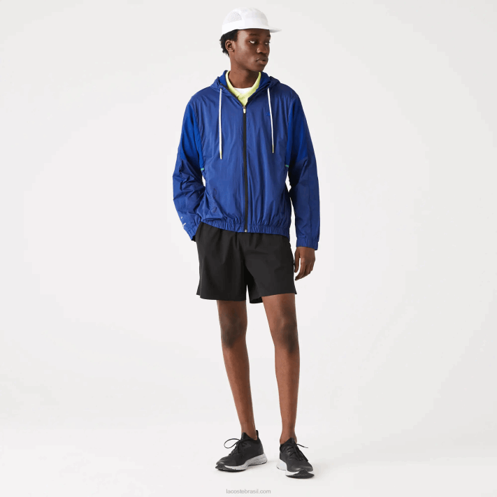 Lacoste jaqueta de zíper de náilon embalável esportiva homens mq preto azul 88BL1306 - Image 6