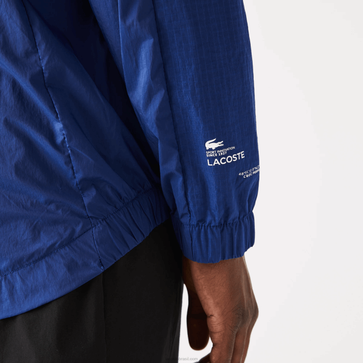 Lacoste jaqueta de zíper de náilon embalável esportiva homens mq preto azul 88BL1306 - Image 9