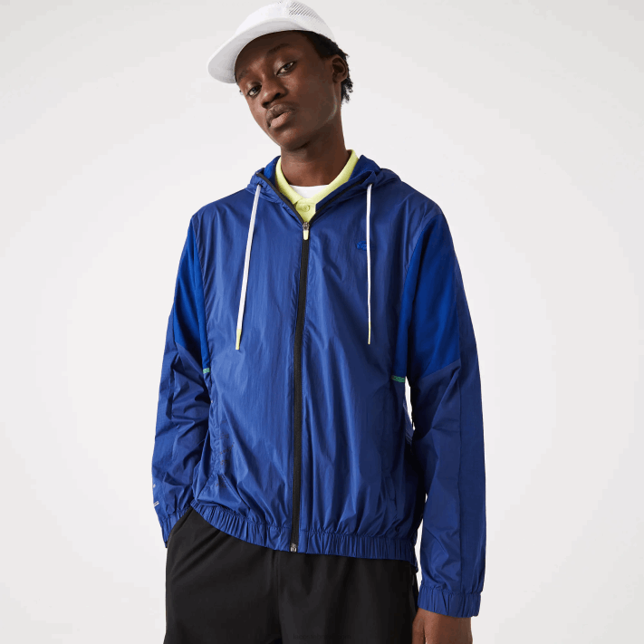 Lacoste jaqueta de zíper de náilon embalável esportiva homens mq preto azul 88BL1306 - Image 1