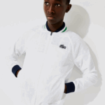 Lacoste jaqueta esportiva leve resistente à água homens branco azul marinho branco verde gqe 88BL1321 - Image 2