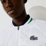 Lacoste jaqueta esportiva leve resistente à água homens branco azul marinho branco verde gqe 88BL1321 - Image 5