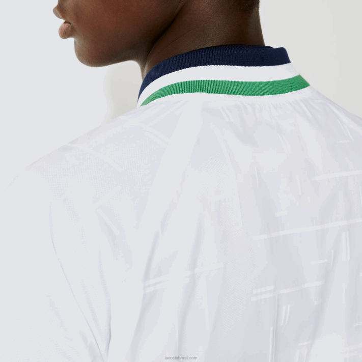 Lacoste jaqueta esportiva leve resistente à água homens branco azul marinho branco verde gqe 88BL1321 - Image 6