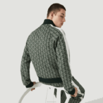 Lacoste Jaqueta jacquard com estampa de monograma ao vivo homens verde bege 7m4 88BL1188 - Image 3