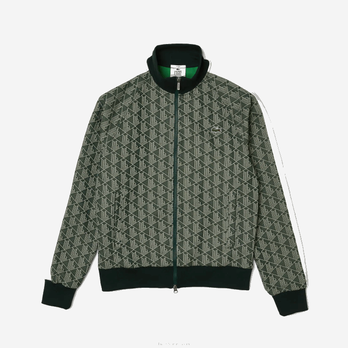 Lacoste Jaqueta jacquard com estampa de monograma ao vivo homens verde bege 7m4 88BL1188 - Image 4