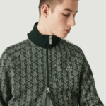 Lacoste Jaqueta jacquard com estampa de monograma ao vivo homens verde bege 7m4 88BL1188 - Image 7