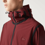 Lacoste jaqueta leve com capuz e letras homens bordeaux zs1 88BL1283 - Image 9