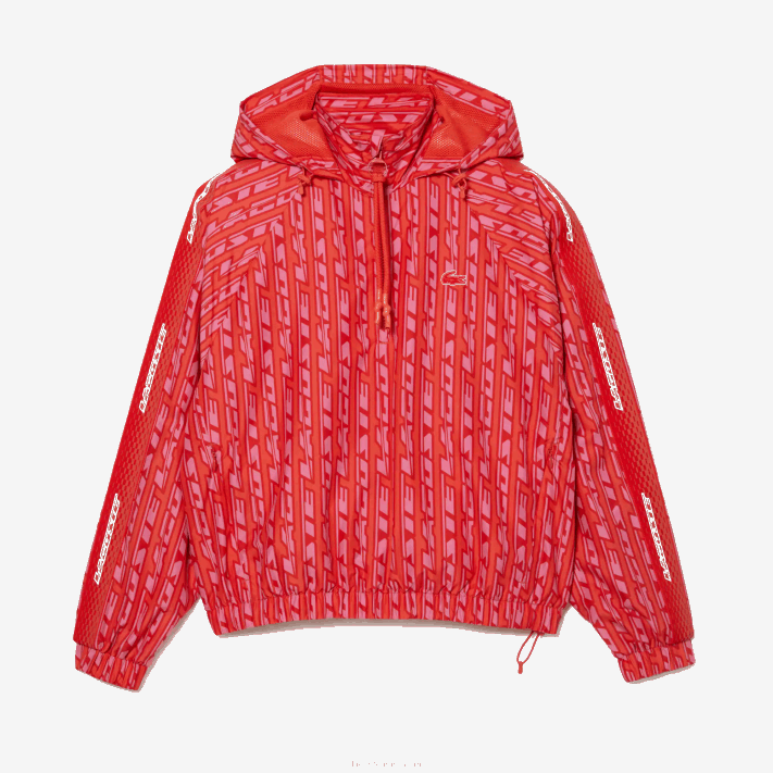 Lacoste jaqueta oversized com capuz mulheres laranja vermelho rosa zi1 88BL2438 - Image 4