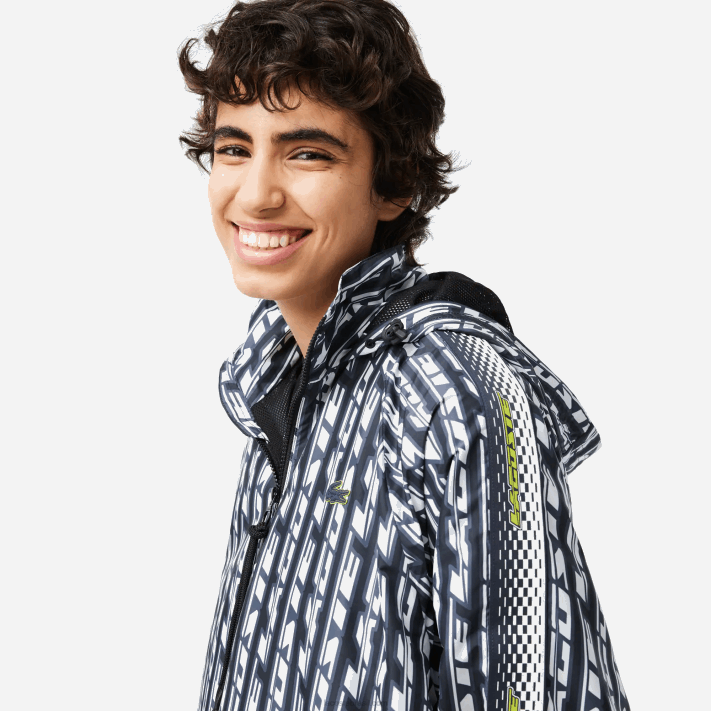 Lacoste jaqueta oversized com capuz mulheres preto azul branco zi8 88BL2437 - Image 2