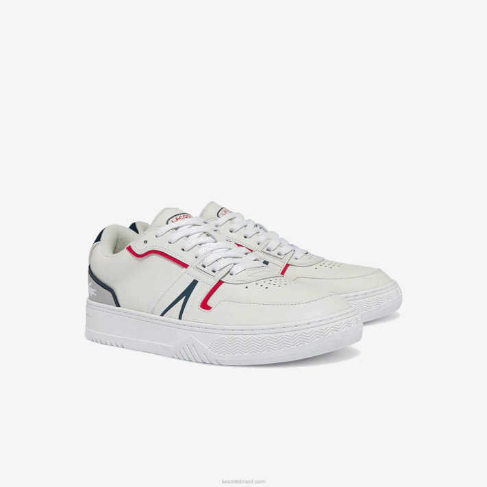 Lacoste l001 tênis de couro homens branco/marinho e vermelho 407 88BL1841 - Image 2
