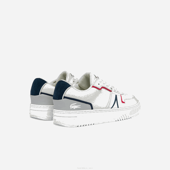 Lacoste l001 tênis de couro homens branco/marinho e vermelho 407 88BL1841 - Image 3