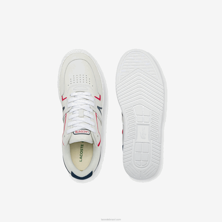 Lacoste l001 tênis de couro homens branco/marinho e vermelho 407 88BL1841 - Image 4