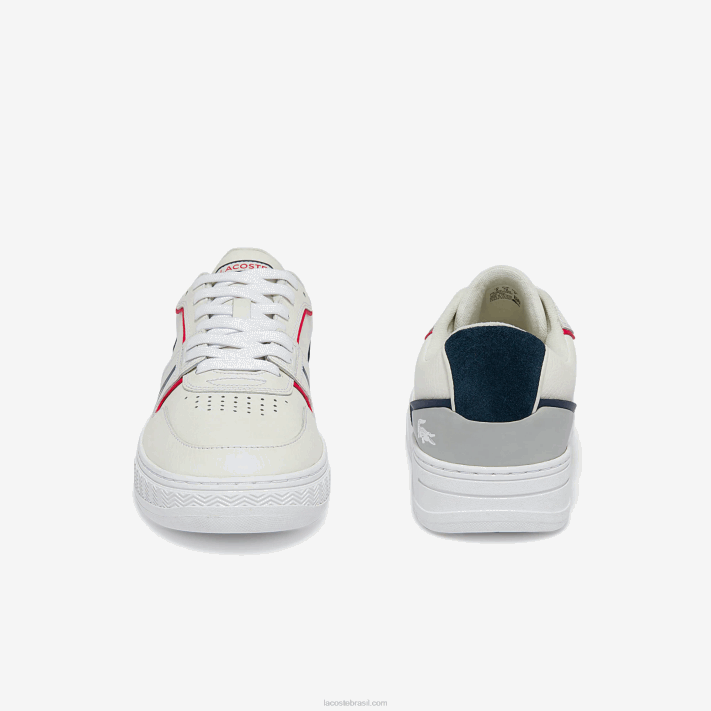 Lacoste l001 tênis de couro homens branco/marinho e vermelho 407 88BL1841 - Image 5