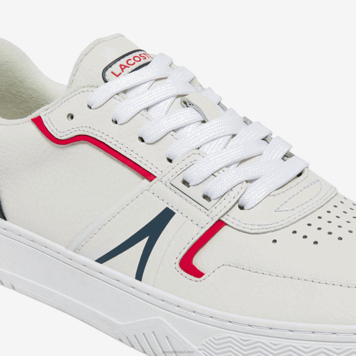 Lacoste l001 tênis de couro homens branco/marinho e vermelho 407 88BL1841 - Image 6