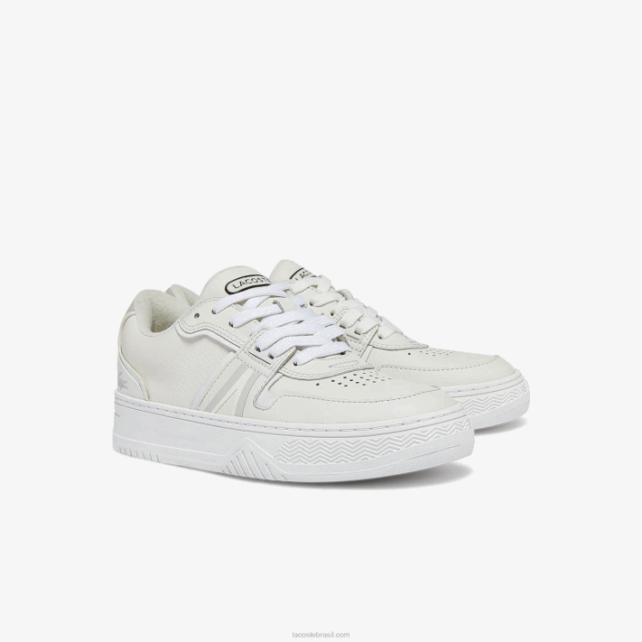 Lacoste l001 tênis de couro mulheres branco e off white 65t 88BL2720 - Image 2