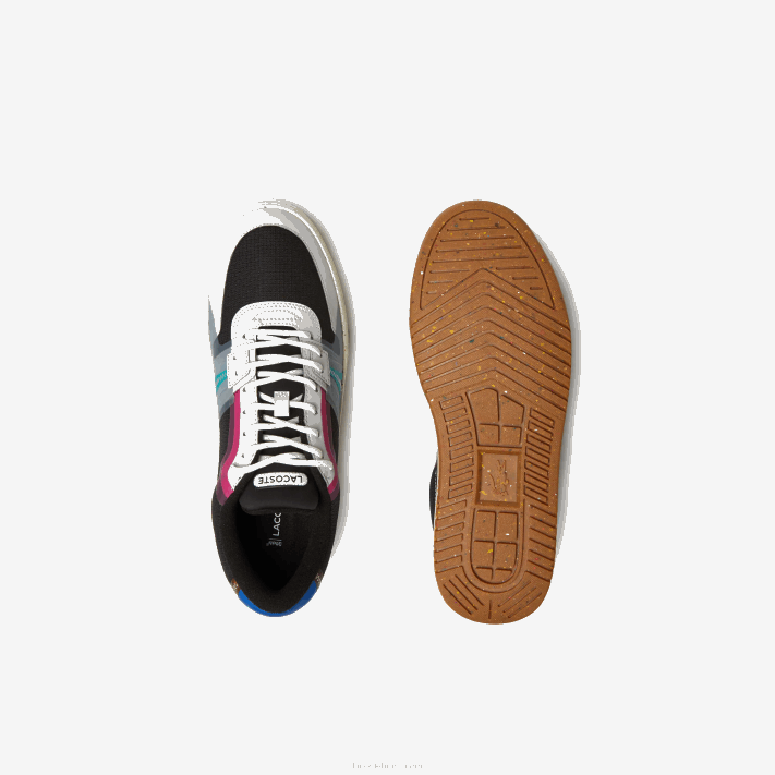 Lacoste l001 tênis eco sintético e textil color block homens preto 02h 88BL1850 - Image 4