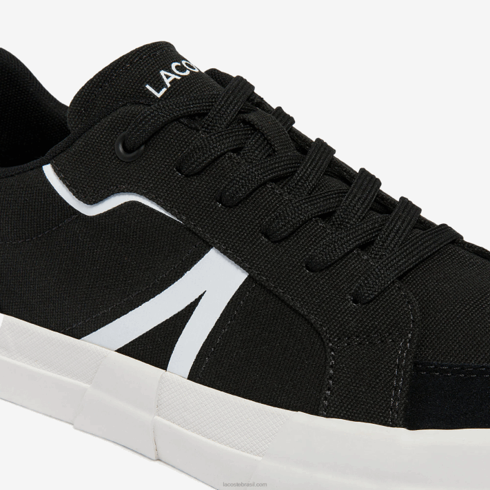 Lacoste l004 tênis de lona homens preto e branco 312 88BL1801 - Image 6