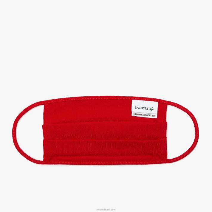 Lacoste l.12.12 máscara de proteção facial piquê de algodão homens vermelho 240 88BL2321 - Image 2