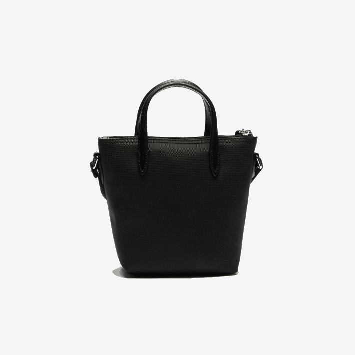 Lacoste l.12.12 mini bolsa tote com zíper em lona revestida em petit pique mulheres preto 000 88BL2820 - Image 4